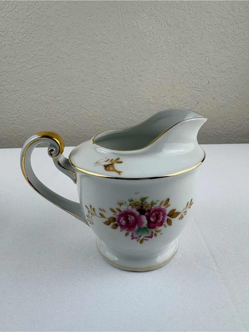 Vintage Saji “Moss Rose” Sugar Bowl with Lid, and Creamer Set